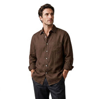 Herren Langarm-Button-Down-Hemd in Braun