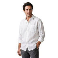 Herren Langarm-Button-Down-Hemd in Weiß