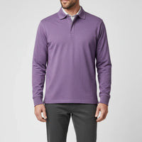 Herren Langarm-Poloshirt mit Knopfleiste in Lila