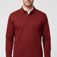 Herren Langarm-Poloshirt mit Knopfleiste in Rot