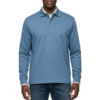 Herren Langarm-Poloshirt mit Knopfleiste in Blau