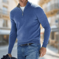 Felix | Herren Leichter Quarter-Zip Strickpullover Knit Sweater in Blau