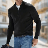 Felix | Herren Leichter Quarter-Zip Strickpullover Knit Sweater in Schwarz