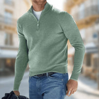 Felix | Herren Leichter Quarter-Zip Strickpullover Knit Sweater in Grün