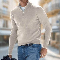 Felix | Herren Leichter Quarter-Zip Strickpullover Knit Sweater in Beige