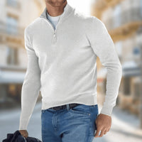 Felix | Herren Leichter Quarter-Zip Strickpullover Knit Sweater in Weiß