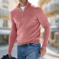 Felix | Herren Leichter Quarter-Zip Strickpullover Knit Sweater in Rot