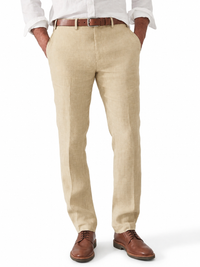 Herren-Leinenhose mit Gürtelschlaufen in Beige