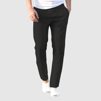 Herren-Leinenhose mit Kordelzug in Schwarz