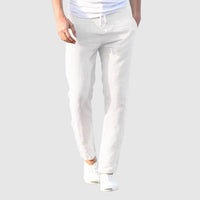 Herren-Leinenhose mit Kordelzug in Weiß