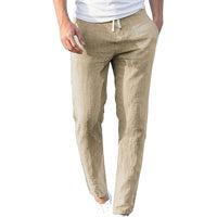 Herren-Leinenhose mit Kordelzug in Beige