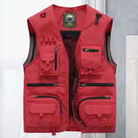 Tobias | Herren Outdoor-Gilet atmungsaktiv Nylon Multitaschen-Weste in Rot