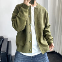 Leon | Herren Oversized Strick-Cardigan mit Knopfleiste in Grün