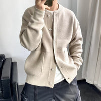 Leon | Herren Oversized Strick-Cardigan mit Knopfleiste in Beige