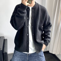 Leon | Herren Oversized Strick-Cardigan mit Knopfleiste in Schwarz