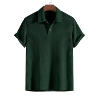 Herren Poloshirt mit Strukturmuster und Knopfleiste in Armeegrün