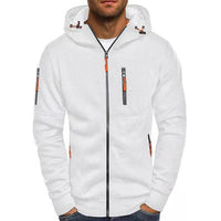 Simon | Herren Reißverschluss Kapuzenpullover Knit Sweater mit Kordelzug in Weiß