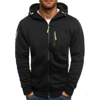 Simon | Herren Reißverschluss Kapuzenpullover Knit Sweater mit Kordelzug in Schwarz