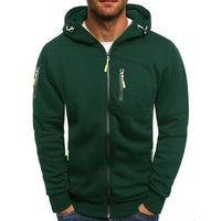 Simon | Herren Reißverschluss Kapuzenpullover Knit Sweater mit Kordelzug in Grün