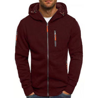 Simon | Herren Reißverschluss Kapuzenpullover Knit Sweater mit Kordelzug in Wein