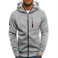 Simon | Herren Reißverschluss Kapuzenpullover Knit Sweater mit Kordelzug in Hellgrau