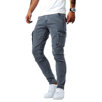 Herren Schmal Geschnittene Cargohose mit Seitentaschen in Grau