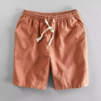 Herren-Shorts aus Leinenmischgewebe mit Kordelzug in Orange