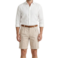 Herren Shorts mit Falten und Gürtel in Beige