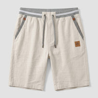 Herren-Shorts mit Kordelzug und gestreiftem Besatz in Weiß
