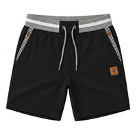 Herren-Shorts mit Kordelzug und gestreiftem Besatz in Schwarz