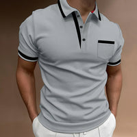 Herren Slim Fit Poloshirt mit Kontrastbesatz in Grau