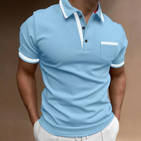 Herren Slim Fit Poloshirt mit Kontrastbesatz in Blau
