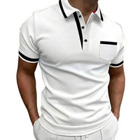 Herren Slim Fit Poloshirt mit Kontrastbesatz in Weiß