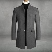 Matthias | Herren Slim-Fit Wollmantel mit Stehkragen und Knopfverschluss in Grau
