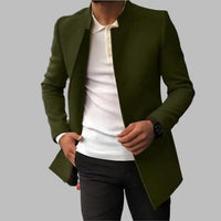 Matthias | Herren Slim-Fit Wool Coat eleganter Stehkragen Mantel in Grün