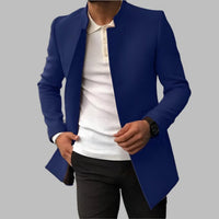 Matthias | Herren Slim-Fit Wool Coat eleganter Stehkragen Mantel in Blau