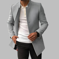 Matthias | Herren Slim-Fit Wool Coat eleganter Stehkragen Mantel in Grau