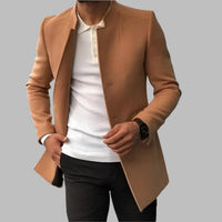 Matthias | Herren Slim-Fit Wool Coat eleganter Stehkragen Mantel in Karamell