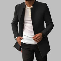 Matthias | Herren Slim-Fit Wool Coat eleganter Stehkragen Mantel in Schwarz