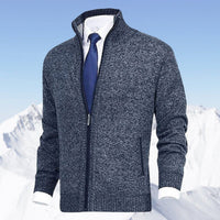 Christian | Herren Stehkragen Reißverschluss Strick-Cardigan in Blau
