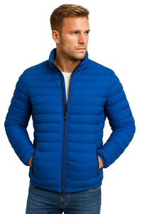 Herren Steppjacke mit Stehkragen und Reißverschluss in Blau