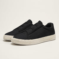 Herren Strick-Slip-On-Sneaker mit Jute-Besatz in Schwarz