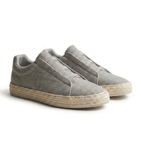 Herren Strick-Slip-On-Sneaker mit Jute-Besatz in Grau