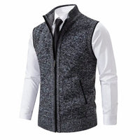 Elias | Herren Strickfleece-Cardigan ärmellos Reißverschluss in Dunkelgrau