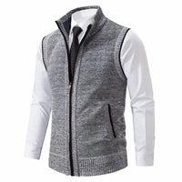 Elias | Herren Strickfleece-Cardigan ärmellos Reißverschluss in Hellgrau