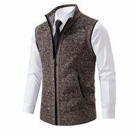Elias | Herren Strickfleece-Cardigan ärmellos Reißverschluss in Braun