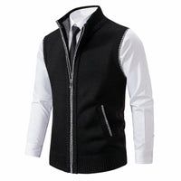 Elias | Herren Strickfleece-Cardigan ärmellos Reißverschluss in Schwarz