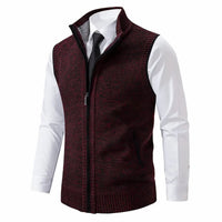 Elias | Herren Strickfleece-Cardigan ärmellos Reißverschluss in Rot