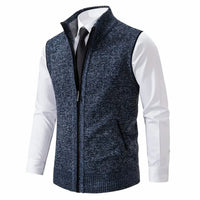 Elias | Herren Strickfleece-Cardigan ärmellos Reißverschluss in Blau