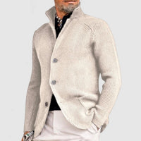 Stefan | Herren Strickjacke Cardigan mit Knopfleiste in Waffeloptik in Weiß